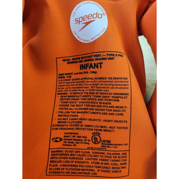 Speedo Infant Kids Aquaprene Personal Flotation Device Life Vest Jacket like NEW - Picture 4 of 5